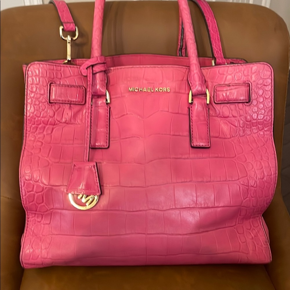 Michael Kors Pink Embossed Leather Tote